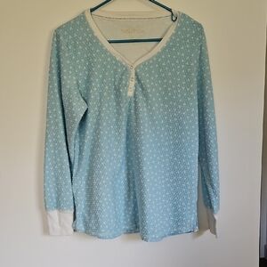 Nautica Sky Blue Patterned Henley Shirt